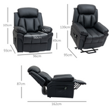 HOMCOM PU Leather Electric Lift and Rise Recliner, Overstuffed Design – Standing Assistance Chair, Black
