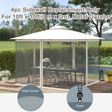 Outsunny Four-Panel Gazebo Replacement Screen with Zip Closure – Polyester Fabric & Nylon Mesh Bug Protection