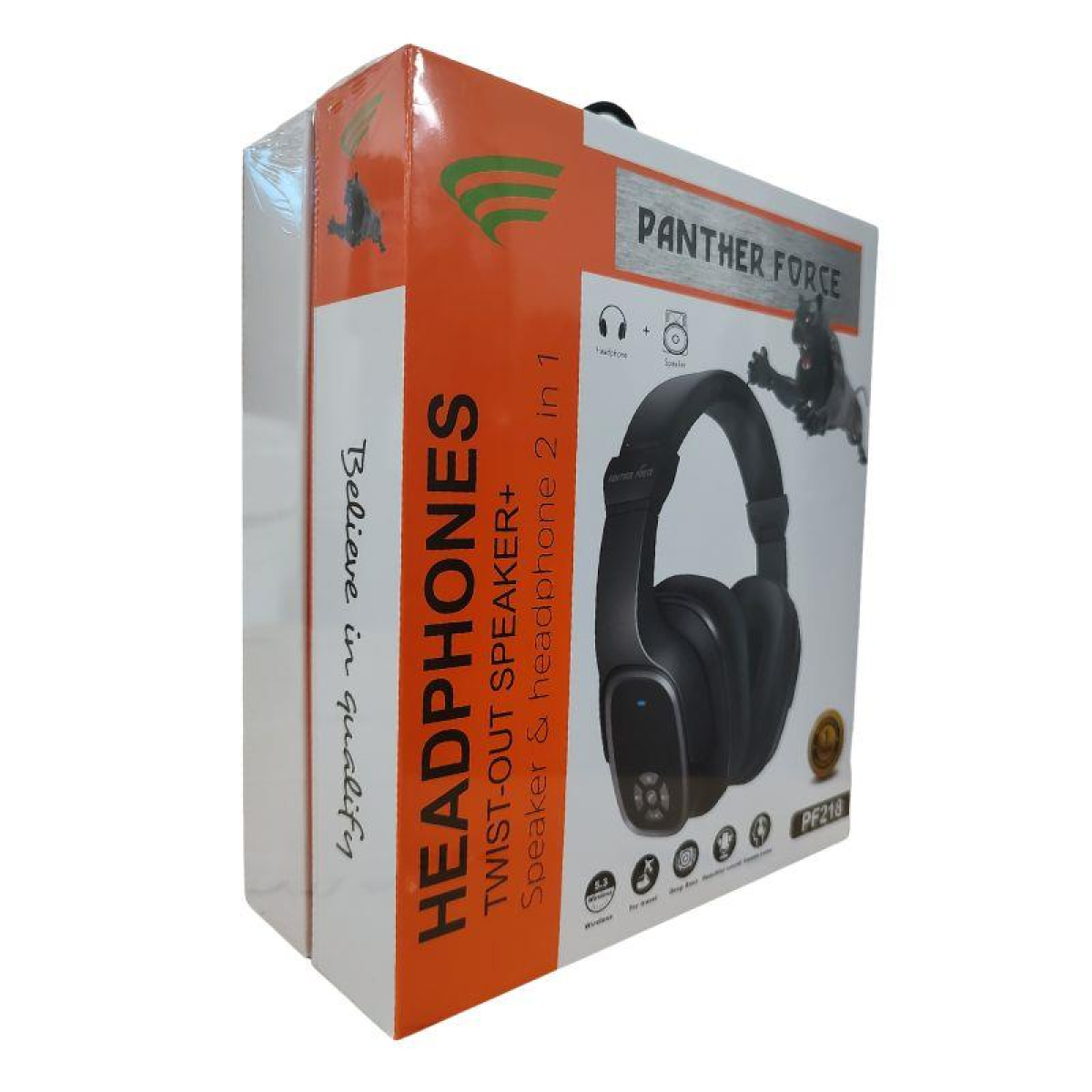Panther Force PF218 Bluetooth Headphones with Twistout Speaker – Memory Foam Earcups, 8–10 Hour Playtime