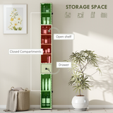 kleankin Slim Bathroom Cabinet with Toilet Roll Storage, Drawer & Open Shelves – Tall Freestanding Unit, Green