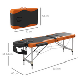 HOMCOM Portable Folding Massage Table with Face Rest & Carry Bag – Lightweight Aluminium, Orange