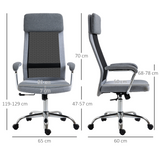 Vinsetto High Back Mesh Swivel Task Chair with Arms & Padded Seat – Nordic Style Home Office Seating, Grey