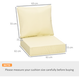 Outsunny Outdoor Seat and Back Cushion Set with 15cm Thick Filling – Deep Seating Garden Chair Cushions, Beige