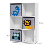 ZONEKIZ Toy Organiser with 6 Storage Cubes & 3 Non-Woven Fabric Drawers – Kids Bedroom Storage Unit, White