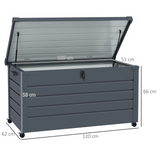 Outsunny 331L Outdoor Storage Box with Wheels, Lockable Lid & Galvanised Steel Frame – Garden Storage