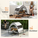 Elevated Dog Bed with Removable Three-Sided Canopy & Storage Bag – Breathable Pet House for Medium to Large Dogs