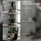 SPORTNOW Home Gym Machine with 15 Adjustable Positions, Dual Pulleys and Pull-Up Station – Workout Station