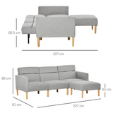 Reversible Sectional Sofa Bed footstool detail