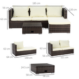 Outsunny Rattan Garden Corner Sofa Set with Storage Coffee Table & Reclining Seat – 4-Seater Wicker Patio Lounger
