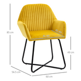 HOMCOM Modern Accent Chair with Velvet-Feel Upholstery and Metal Base – Living Room Lounge Armchair, Yellow