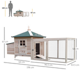 PawHut Wooden Chicken Coop with Nesting Box & Outdoor Run – Small Animal Cage for Backyard