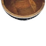Artisan Furniture Floral Resin Inlay Bowl Set in Solid Mango Wood – Handcrafted Decorative Bowls, Black