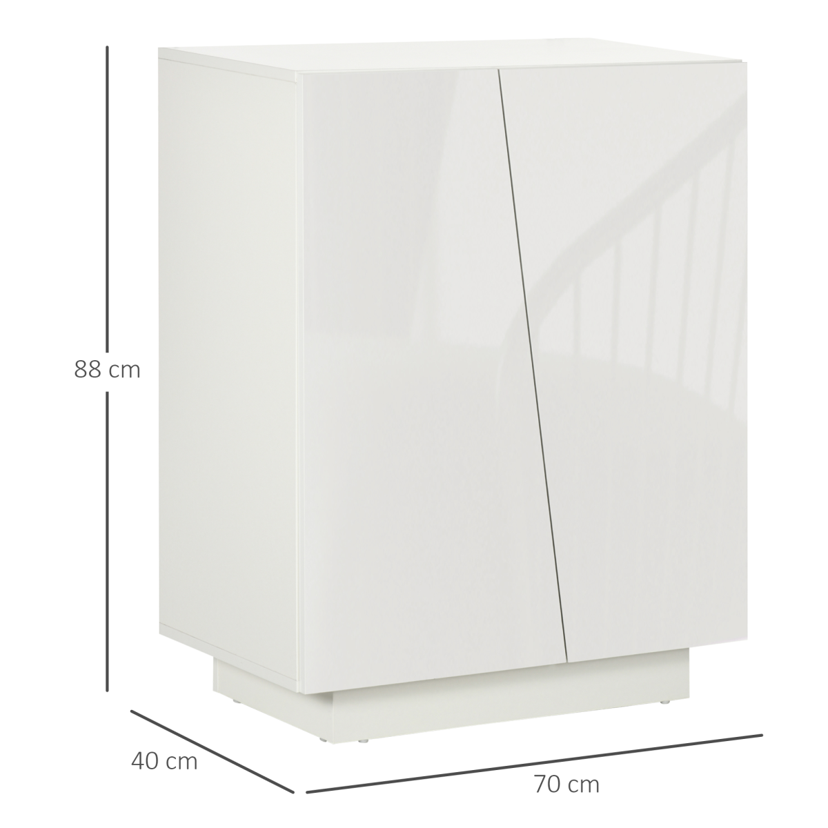 HOMCOM High Gloss Storage Cabinet Sideboard with Diagonal Doors & Internal Shelf – Modern Storage, White