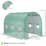 Outsunny 10 x 7ft Greenhouse Replacement Cover with Roll-Up Door & 6 Windows – Tunnel Greenhouse Cover