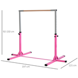 HOMCOM Adjustable Kids Gymnastics Horizontal Bar, 92-150cm – Steel Frame Home Gym Training Bar