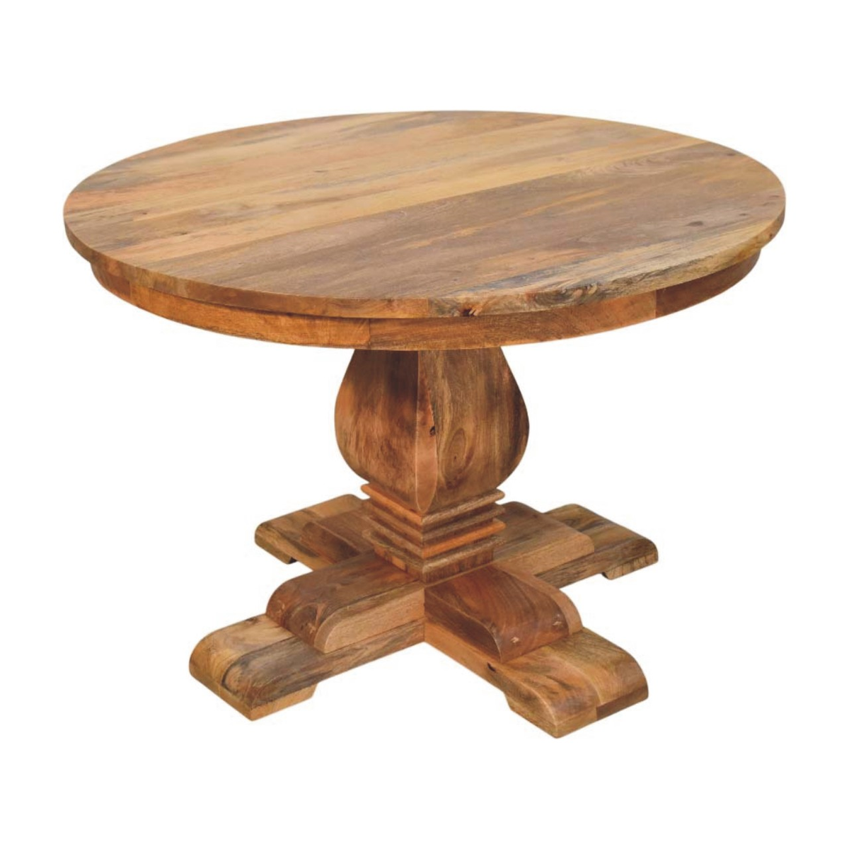 Artisan Furniture Valentina Solid Wood Round Dining Table with Sculpted Pedestal Base – Beige