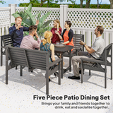 Outsunny 5-Piece Fir Wood Patio Dining Set with 60mm Umbrella Hole – Table, Chairs & Loveseats, Grey