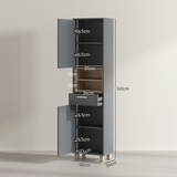 HOMCOM Bathroom Storage Unit with Two Cabinets, Open Shelves & Drawer – Freestanding Tall Cabinet, Grey