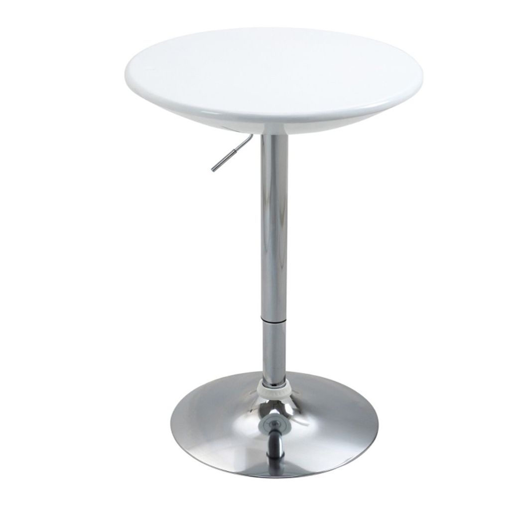 Height Adjustable Bar Table with 360° Swivel Top, 80kg Capacity, 76–97cm – Pneumatic Coffee Table, White
