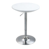 Height Adjustable Bar Table with 360° Swivel Top, 80kg Capacity, 76–97cm – Pneumatic Coffee Table, White