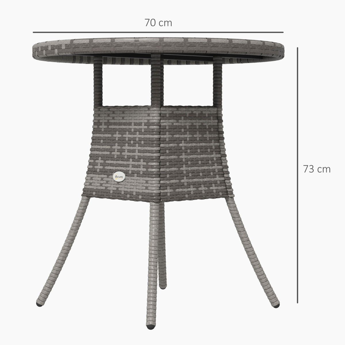 Outsunny 4-Seater Outdoor Dining Table with WPC Slatted Top and Steel Frame – Garden Patio Table, Grey
