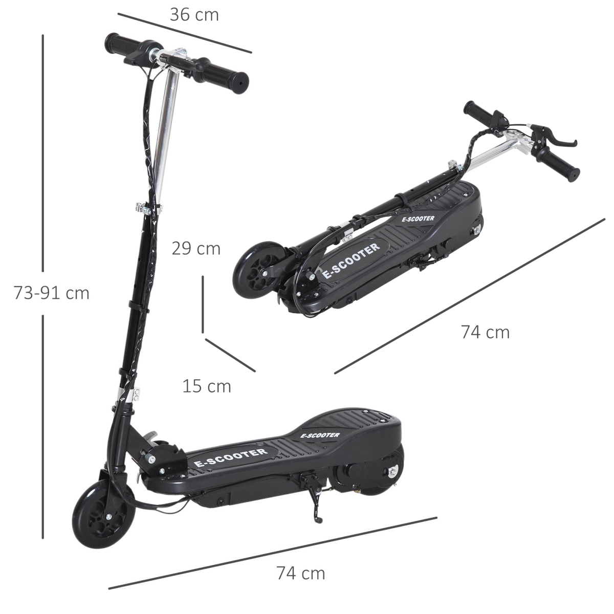 HOMCOM Folding Kids Electric Scooter with 12V Batteries, Front Brake & PU Wheels – E-Scooter for Ages 7–14
