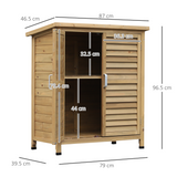 Outsunny Fir Wood Garden Storage Cabinet with 2 Shelves, Shutter Doors & Felt Roof – Outdoor Tool Store