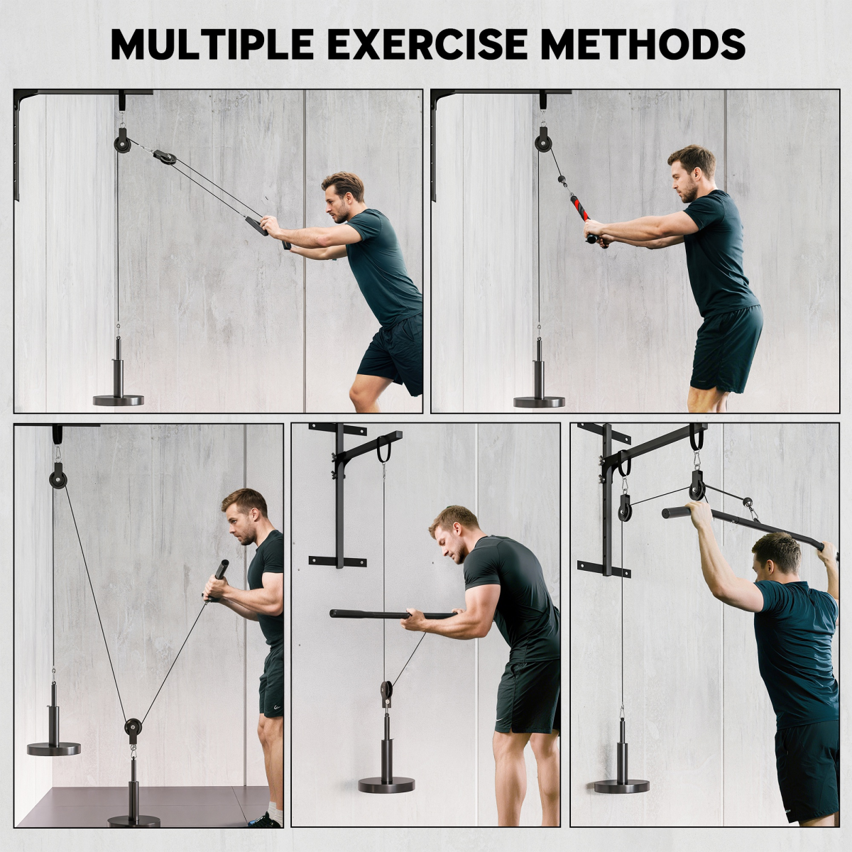 SPORTNOW Weight Cable Pulley System with Universal Loading Pin & Attachments – Home Gym Lat Pull-Down Kit, Red