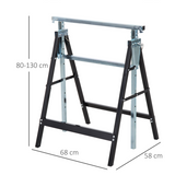 HOMCOM Set of 2 Telescopic Builders Trestles – Height Adjustable Folding Steel Work Benches, Black