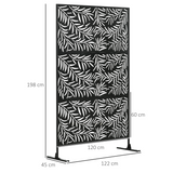 Outsunny 6.5ft Metal Garden Privacy Screen with Leaf Cut-Out Design & Ground Stakes – Freestanding Divider