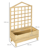 Outsunny Wooden Garden Planters with Trellis for Vine Climbing Plants, Natural