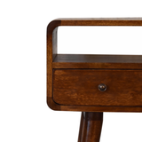 Artisan Furniture Solid Wood Mini Curved Console Table with 2 Drawers & Open Slot – Chestnut, Brown