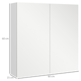 kleankin Wall Mounted Mirrored Bathroom Cabinet with Soft Close Doors – Space-Saving Storage, White