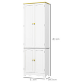 Freestanding 4-Door Kitchen Cupboard with 4 Shelves – Pantry Storage for Dishes, Pans & Dry Goods, White