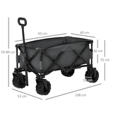 Outsunny Folding Cargo Wagon Beach Cart with Telescopic Handle & Metal Frame, 70kg Capacity – Dark Grey
