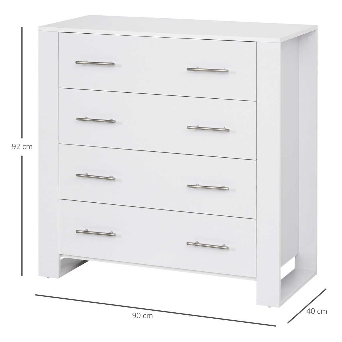 Chest of 4 Drawers with Metal Handles – White Bedroom & Hallway Storage Unit