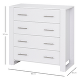 Chest of 4 Drawers with Metal Handles – White Bedroom & Hallway Storage Unit
