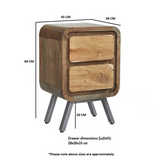 Indian Hub Aspen Hand-Crafted 2 Drawer Lamp Table – Retro-Inspired Side Table for Any Room