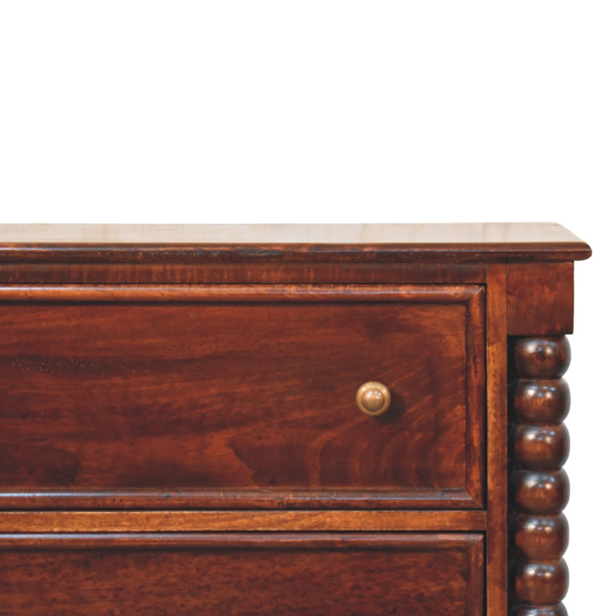 Artisan Furniture Spindle Winewood Solid Mango Wood Chest, 3 Drawers & Carved Legs – Bedroom Storage, Brown