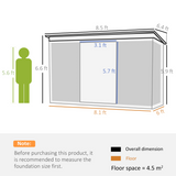 Outsunny 6.4 x 8.5ft Metal Storage Shed with Double Sliding Doors & Clear Panels – Lockable Garden Store, Grey
