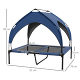 Elevated Pet Bed with Water-Resistant UV Canopy, Breathable Mesh & Travel Bag – Large Dogs, Dark Blue