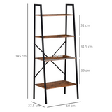 4-Tier Minimalist Ladder Shelf Unit with Steel Frame & MDF Shelves – Home Display Storage Bookcase