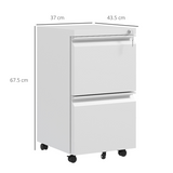 Vinsetto 2 Drawer Lockable Steel File Cabinet with Hanging Bar – Home Office Filing Storage, White