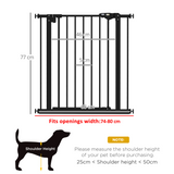 PawHut Adjustable Metal Pet Safety Gate with Extension and Auto-Close Door – Dog Barrier for Doorways, Black
