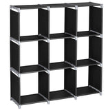 3-Tier 9-Compartment Storage Shelf with Steel Frame & Fabric Cubes – Bathroom Organiser, Black