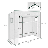 Outsunny Walk-in Lean-to Greenhouse with PE Cover, Roll-up Door & 2 Mesh Windows – Plant Protection, White