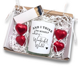 Aye Do Gifts What A Wonderful World Candle Gift Set with Fresh Linen Scent, Chocolates & Matches