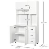 Freestanding Kitchen Storage Cabinet with Cupboards, Drawers & Open Shelf – Versatile Kitchen Unit, White