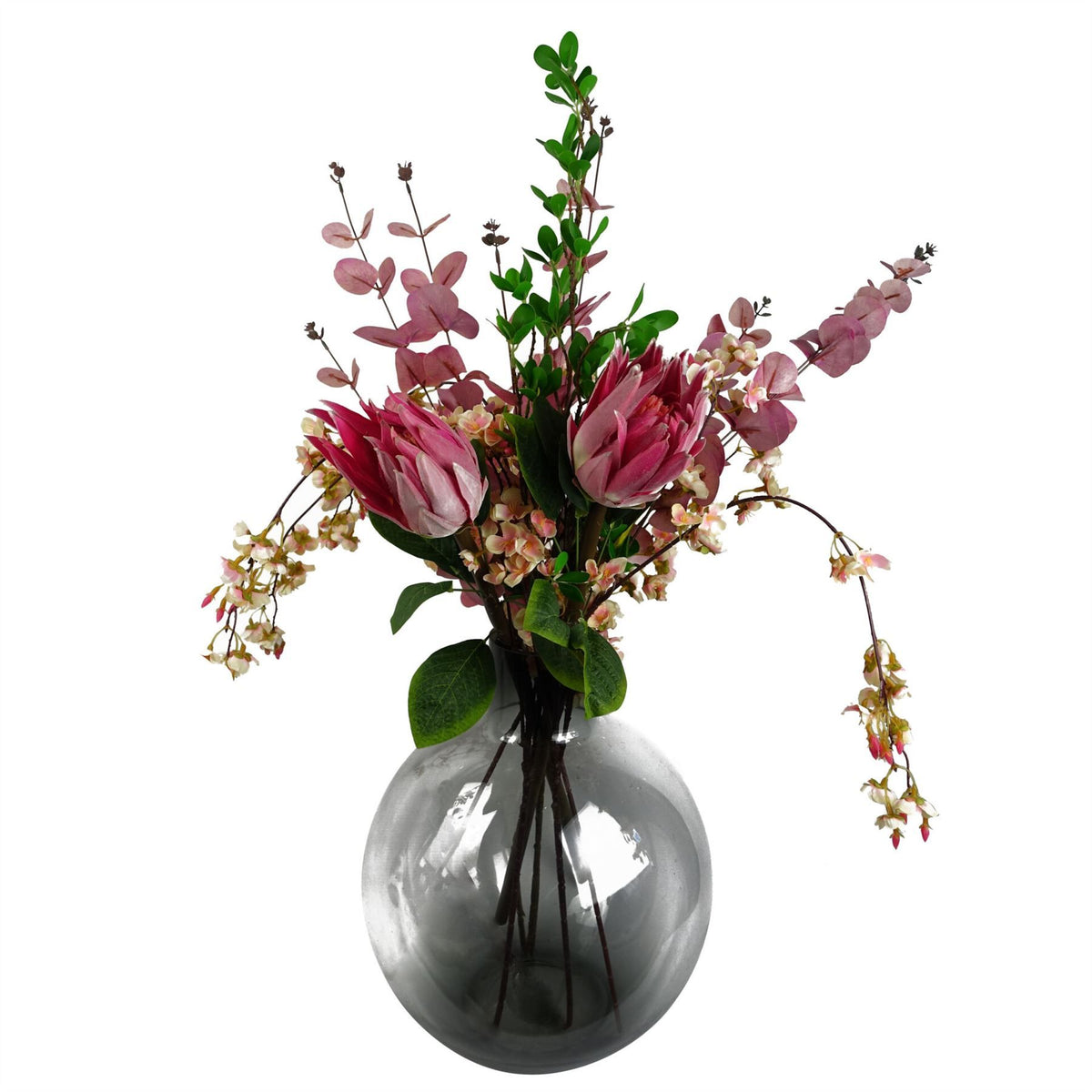 Leaf Pink Eucalyptus Artificial Foliage Stem with Silk Leaves and Wired Stem – 80cm Home Decor