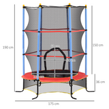 HOMCOM Kids Trampoline with Enclosure Net and Zipped Door – Bungee Design, Indoor Outdoor, Ages 3-10